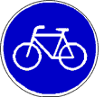 Blaues Radfahrerschild